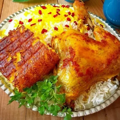 چلو مرغ زعفرانی